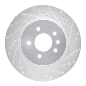Buick Regal Sportback Brake Rotor (1) - Rear Right - R1 Concepts - Drilled & Slotted - Silver - `16-`20